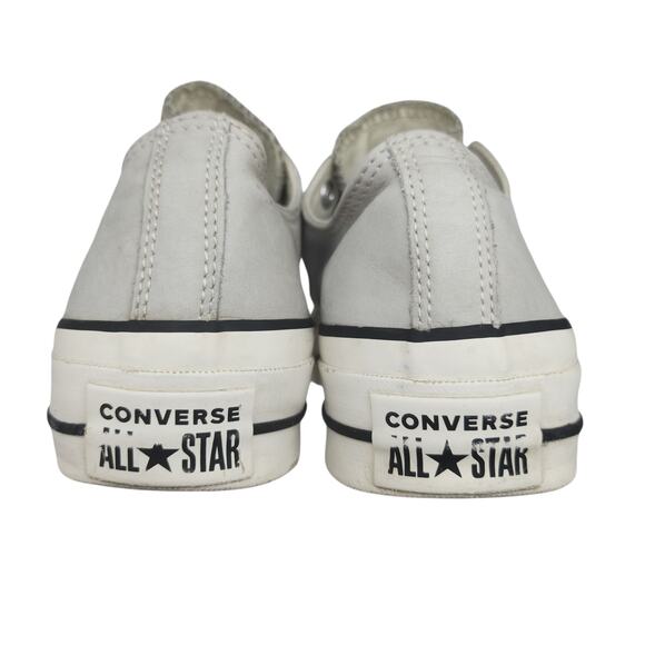 Converse Shoes Womens 8.5 Platform Gray Leather Gold Low Tops Grunge Preppy - Picture 11 of 15